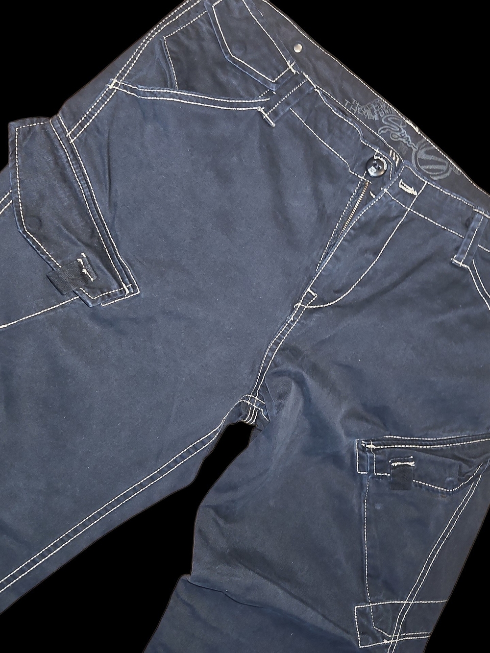 Black Cargo Pants with Contrast Stitching